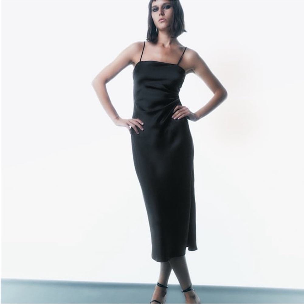 Zara midi slip satin dress